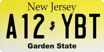 NJ license plate A12YBT