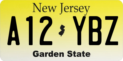 NJ license plate A12YBZ
