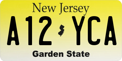 NJ license plate A12YCA