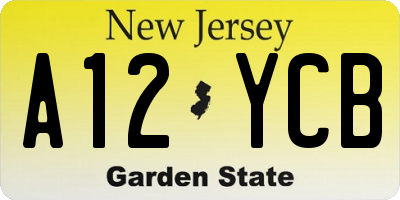 NJ license plate A12YCB