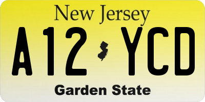 NJ license plate A12YCD