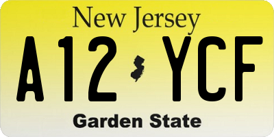 NJ license plate A12YCF