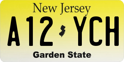 NJ license plate A12YCH