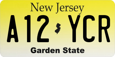NJ license plate A12YCR