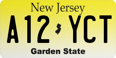 NJ license plate A12YCT
