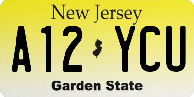 NJ license plate A12YCU