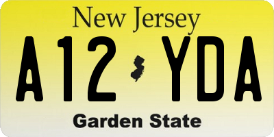 NJ license plate A12YDA