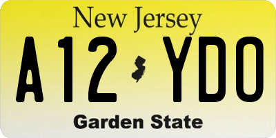 NJ license plate A12YDO