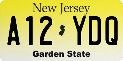 NJ license plate A12YDQ