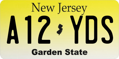 NJ license plate A12YDS