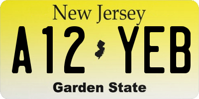 NJ license plate A12YEB