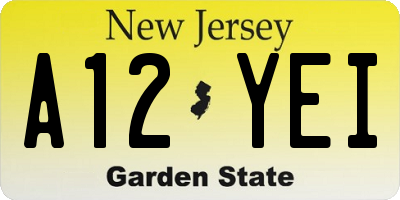 NJ license plate A12YEI