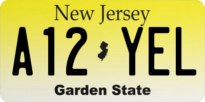 NJ license plate A12YEL