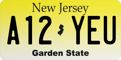 NJ license plate A12YEU