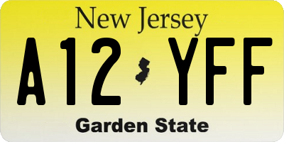 NJ license plate A12YFF