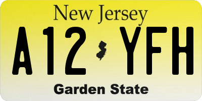 NJ license plate A12YFH