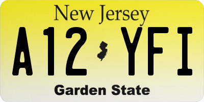 NJ license plate A12YFI