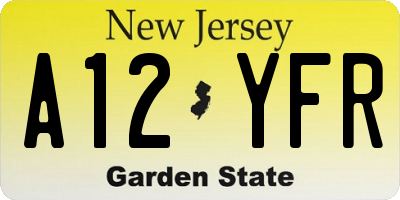NJ license plate A12YFR