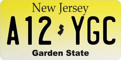 NJ license plate A12YGC
