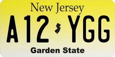 NJ license plate A12YGG