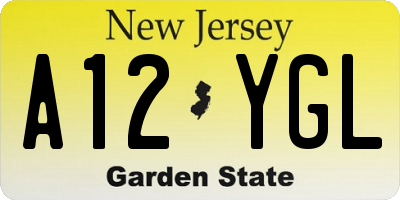 NJ license plate A12YGL