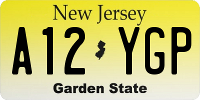 NJ license plate A12YGP