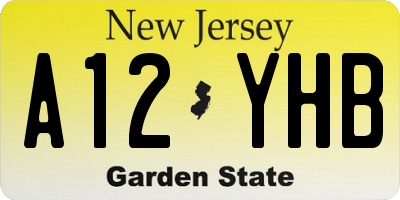 NJ license plate A12YHB