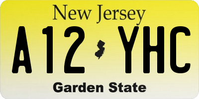 NJ license plate A12YHC