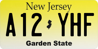 NJ license plate A12YHF