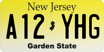 NJ license plate A12YHG