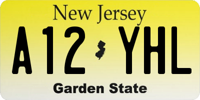 NJ license plate A12YHL