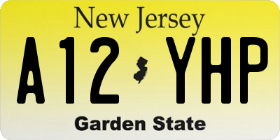 NJ license plate A12YHP