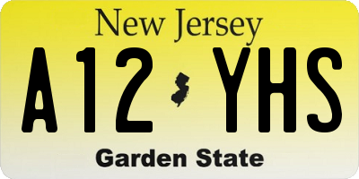 NJ license plate A12YHS