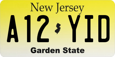 NJ license plate A12YID