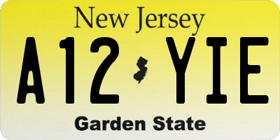 NJ license plate A12YIE