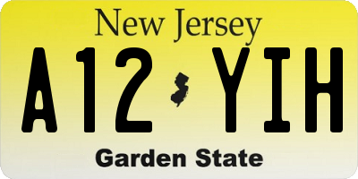 NJ license plate A12YIH