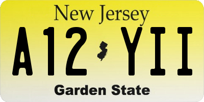 NJ license plate A12YII