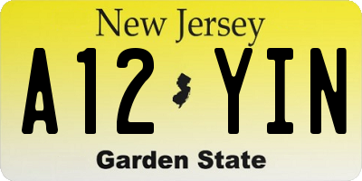 NJ license plate A12YIN