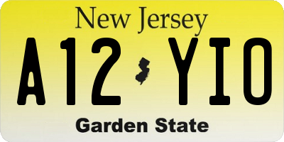 NJ license plate A12YIO