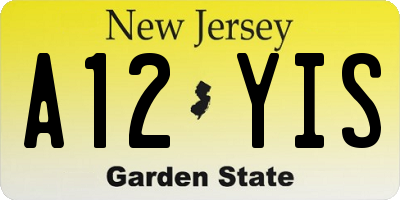 NJ license plate A12YIS