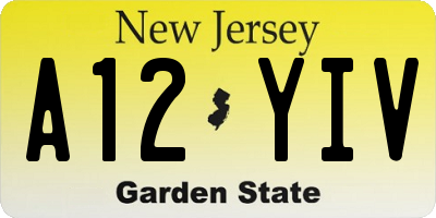 NJ license plate A12YIV