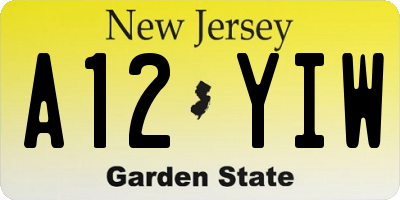 NJ license plate A12YIW