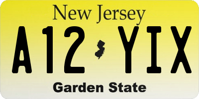 NJ license plate A12YIX