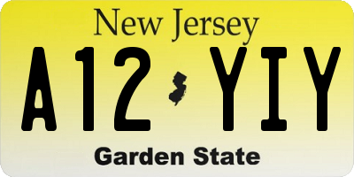 NJ license plate A12YIY