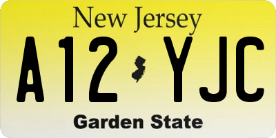 NJ license plate A12YJC
