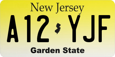 NJ license plate A12YJF