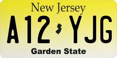 NJ license plate A12YJG