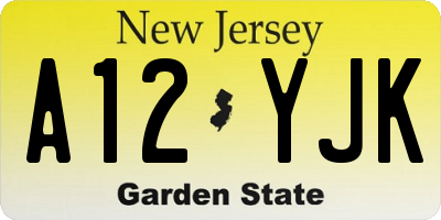 NJ license plate A12YJK