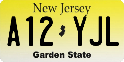 NJ license plate A12YJL