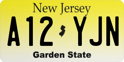 NJ license plate A12YJN